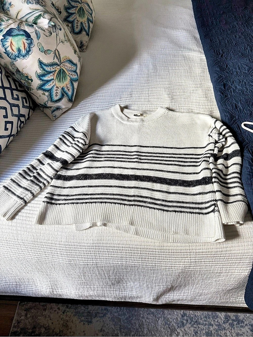Free People Striped Sweater in White & Black Size XS
